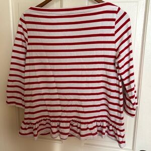 Kate Spade Broome Street Striped Boatneck Back Peplum Top